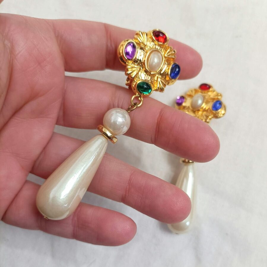 orecchini pendenti con perla vintage