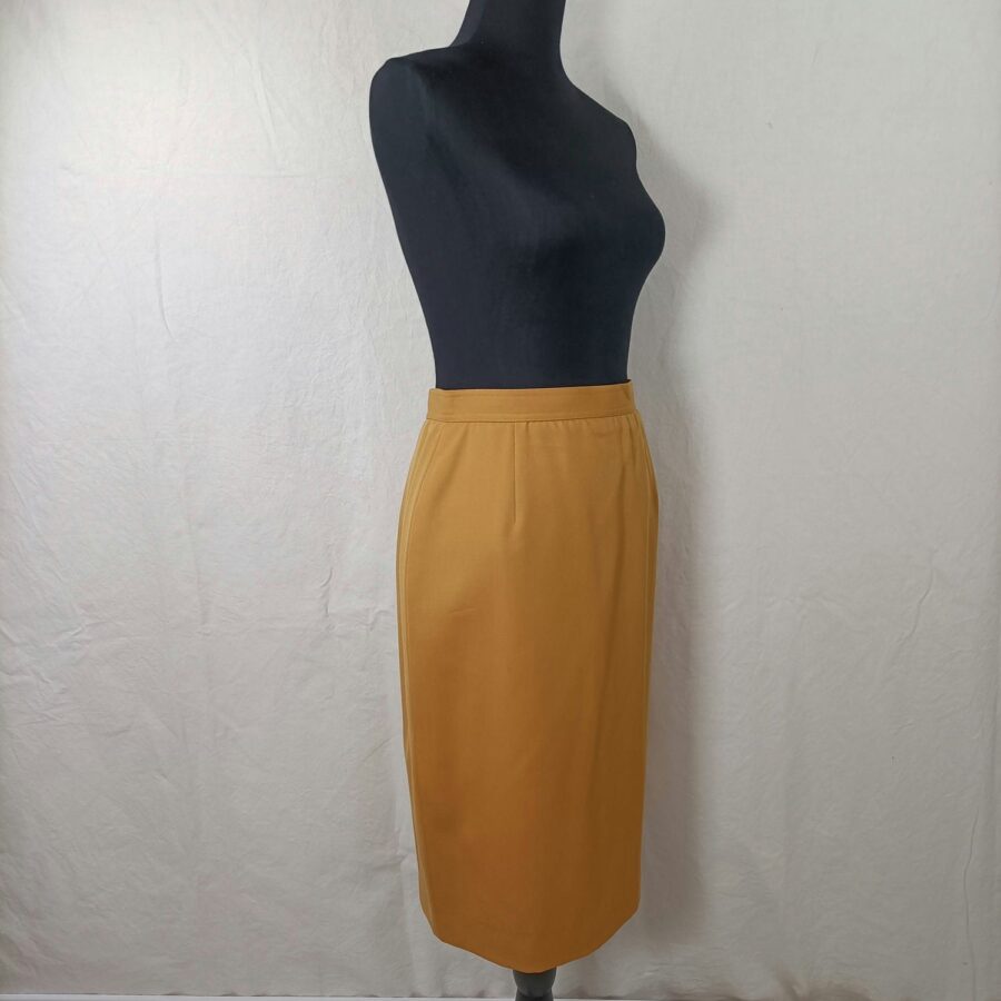 mustard yellow skirt suit