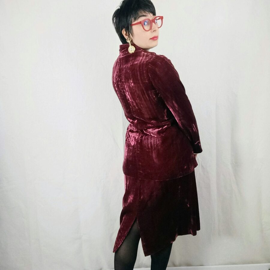 burgundy vintage skirt suit YSL