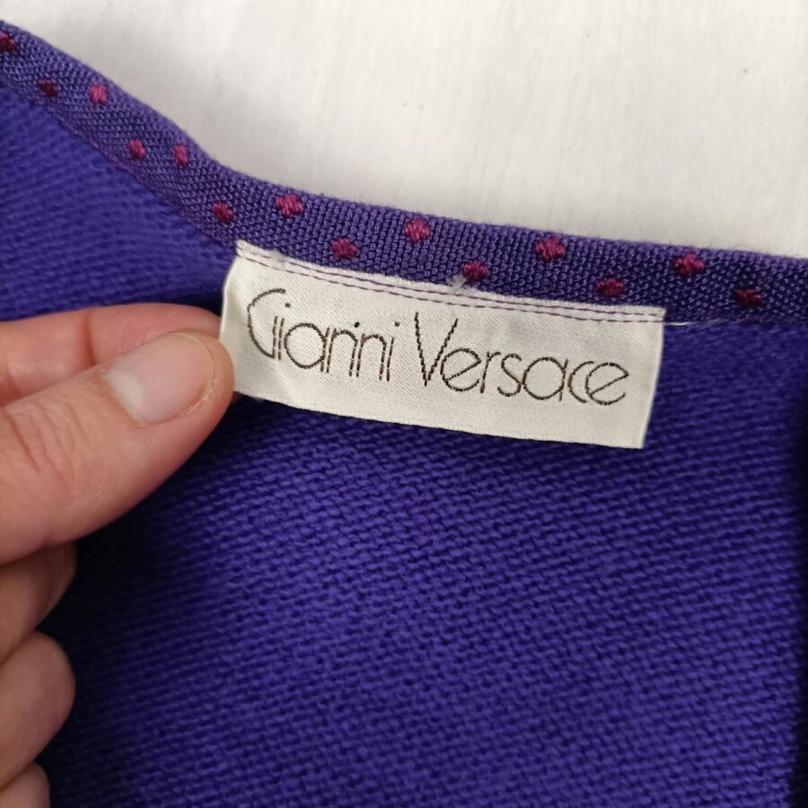 Gilet da donna vintage viola in lana Gianni Versace