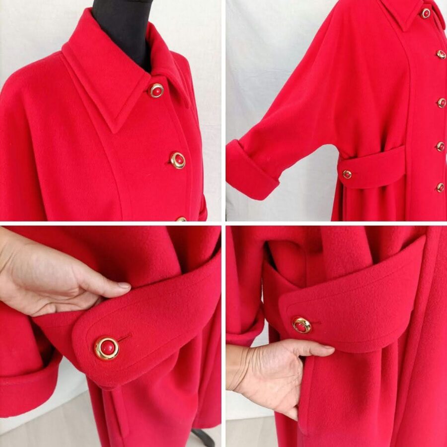 red maxi coat vintage 80s