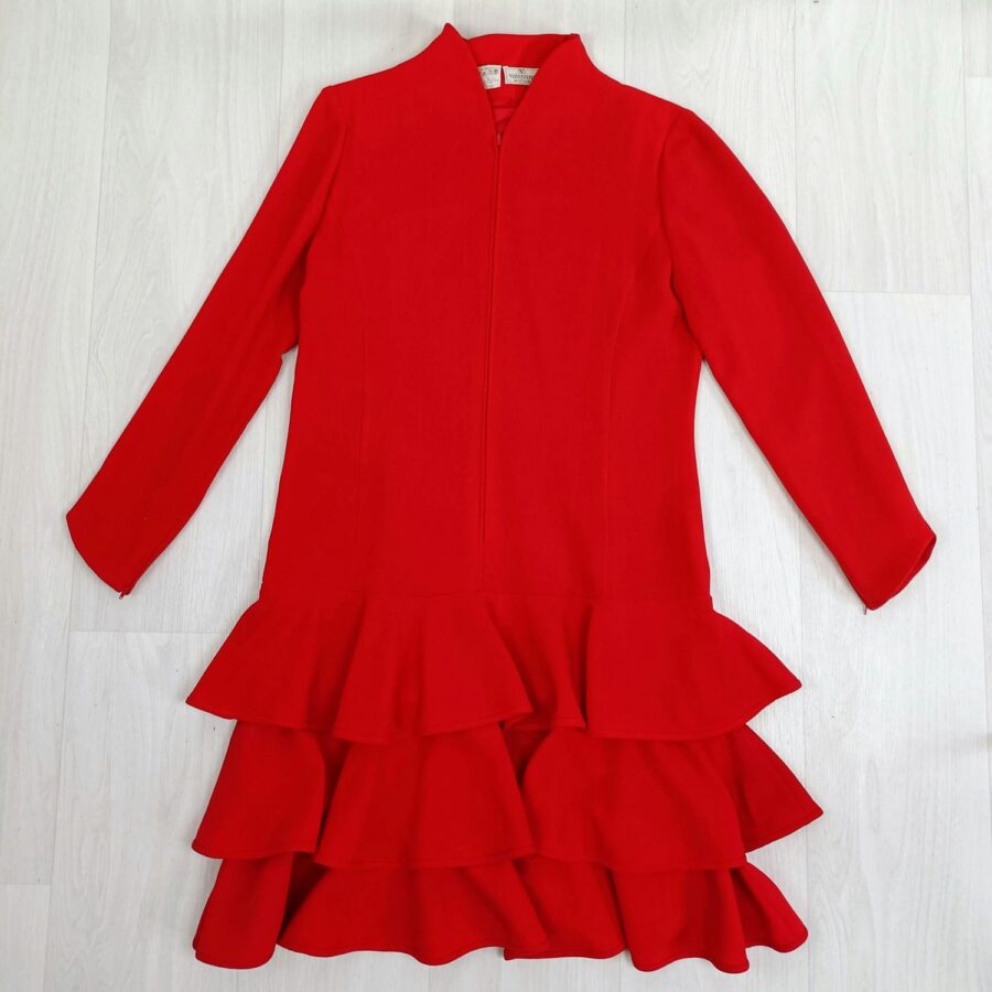 Vestito rosso Valentino in lana vintage 1980s