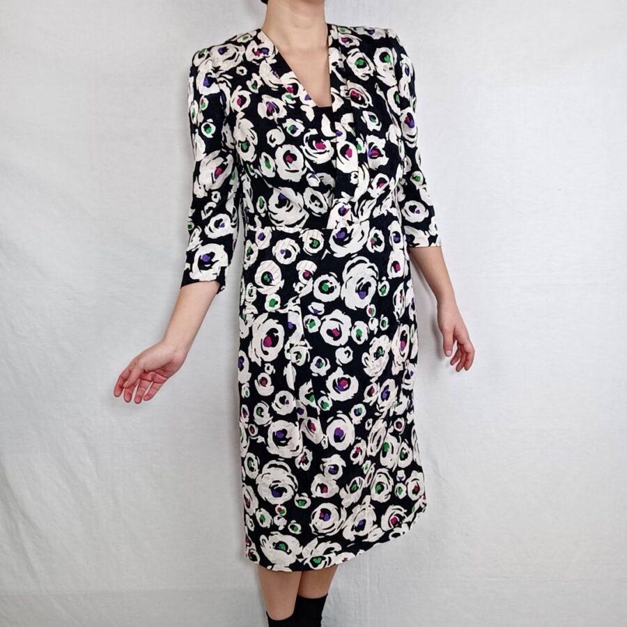 Daphne Sanremo vestito in seta floreale vintage 80s