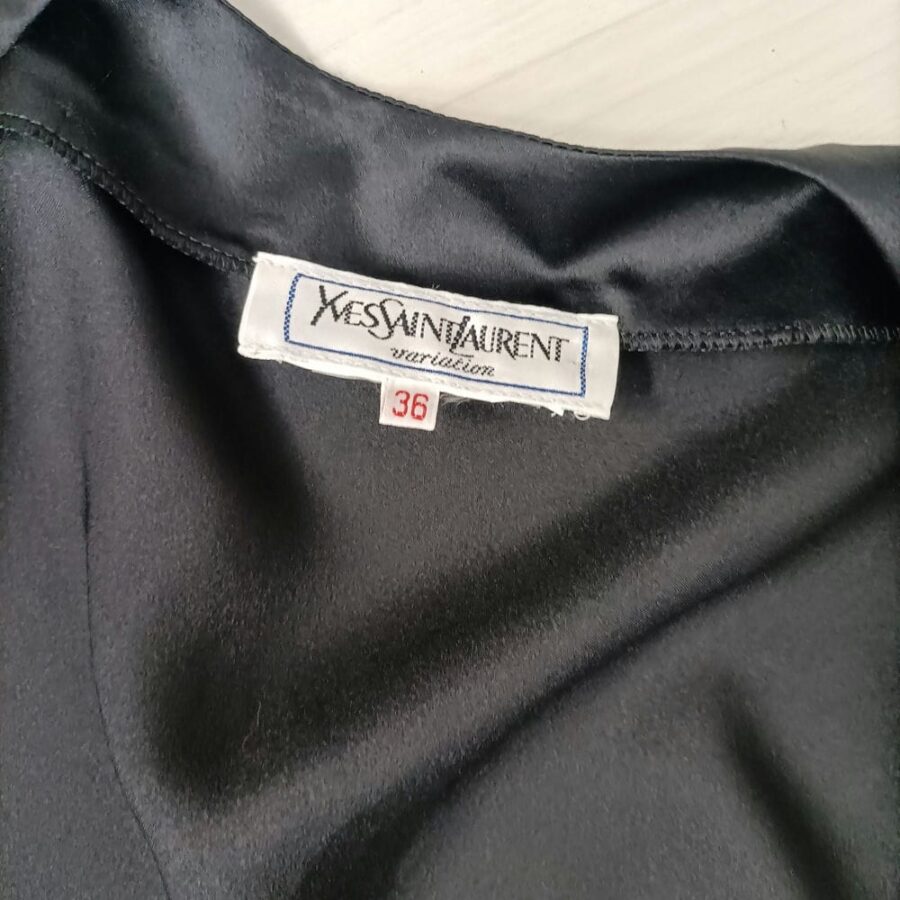 Camicia in seta nera con fascia YSL vintage