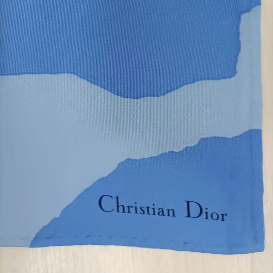 Foulard azzurro vintage in seta Christian Dior