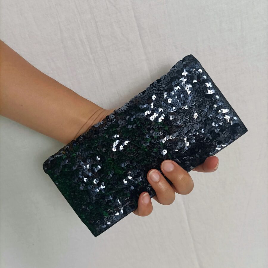 Pochette vintage anni 50 con paillettes nere