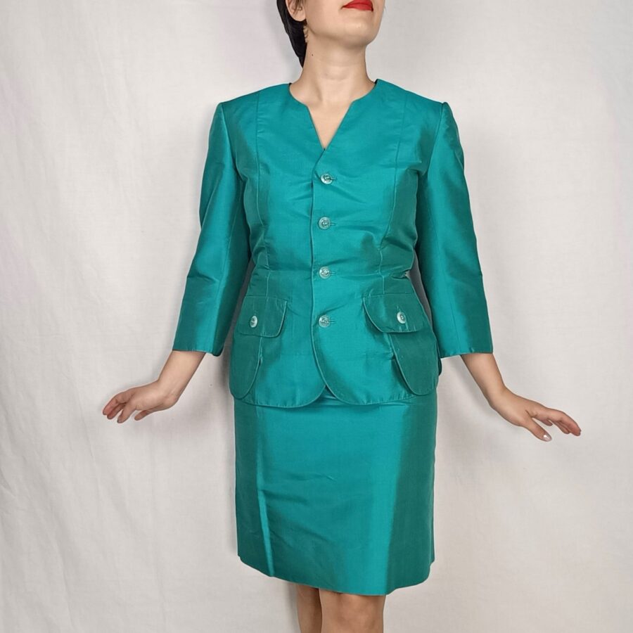 Tailleur verde smeraldo anni 80