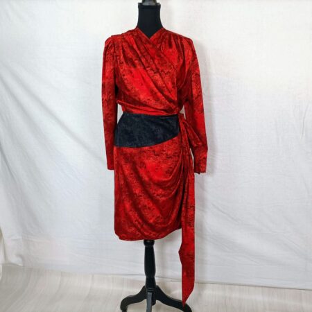 Vestito drappeggiato in seta rosso Emanuel Ungaro