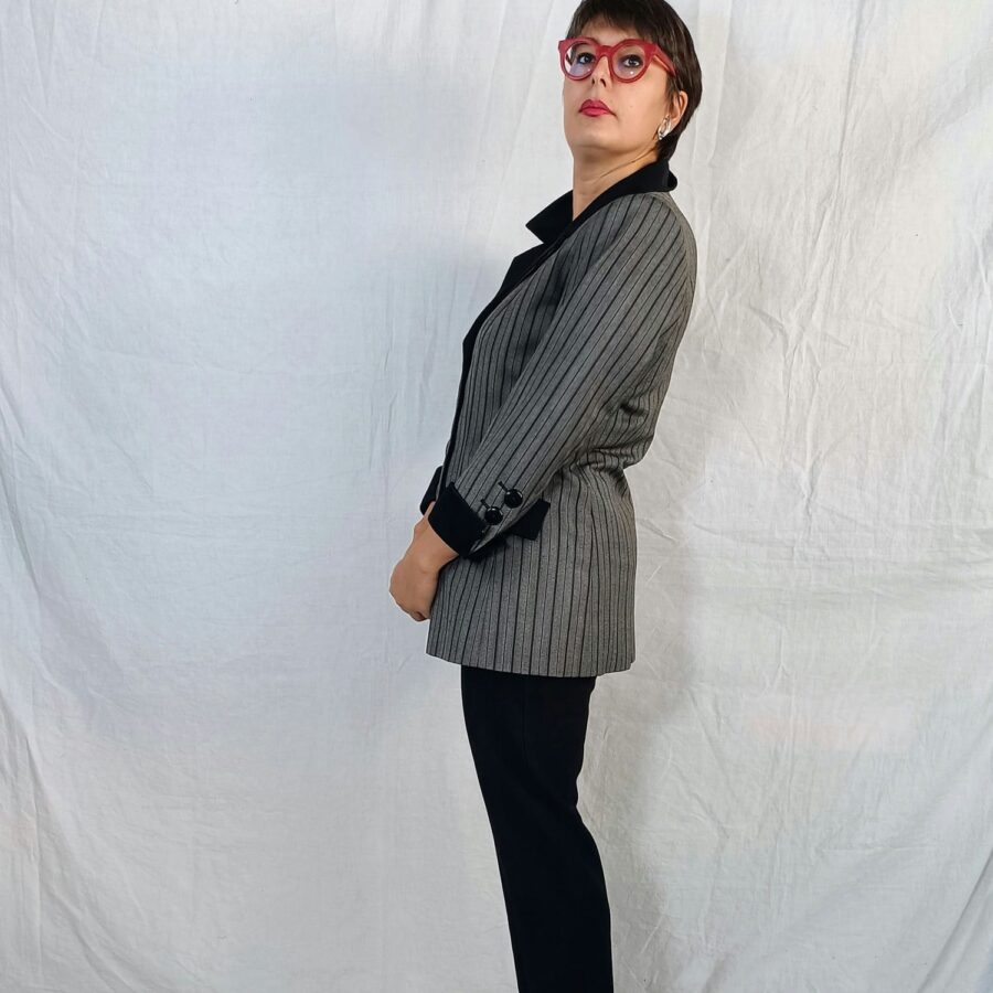 pinstriped jacket