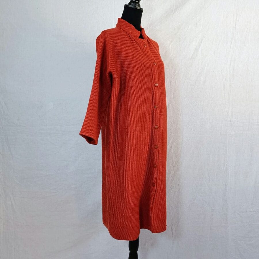 brick red coat