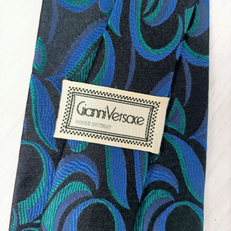 Cravatta blu e nera Gianni Versace vintage anni '80