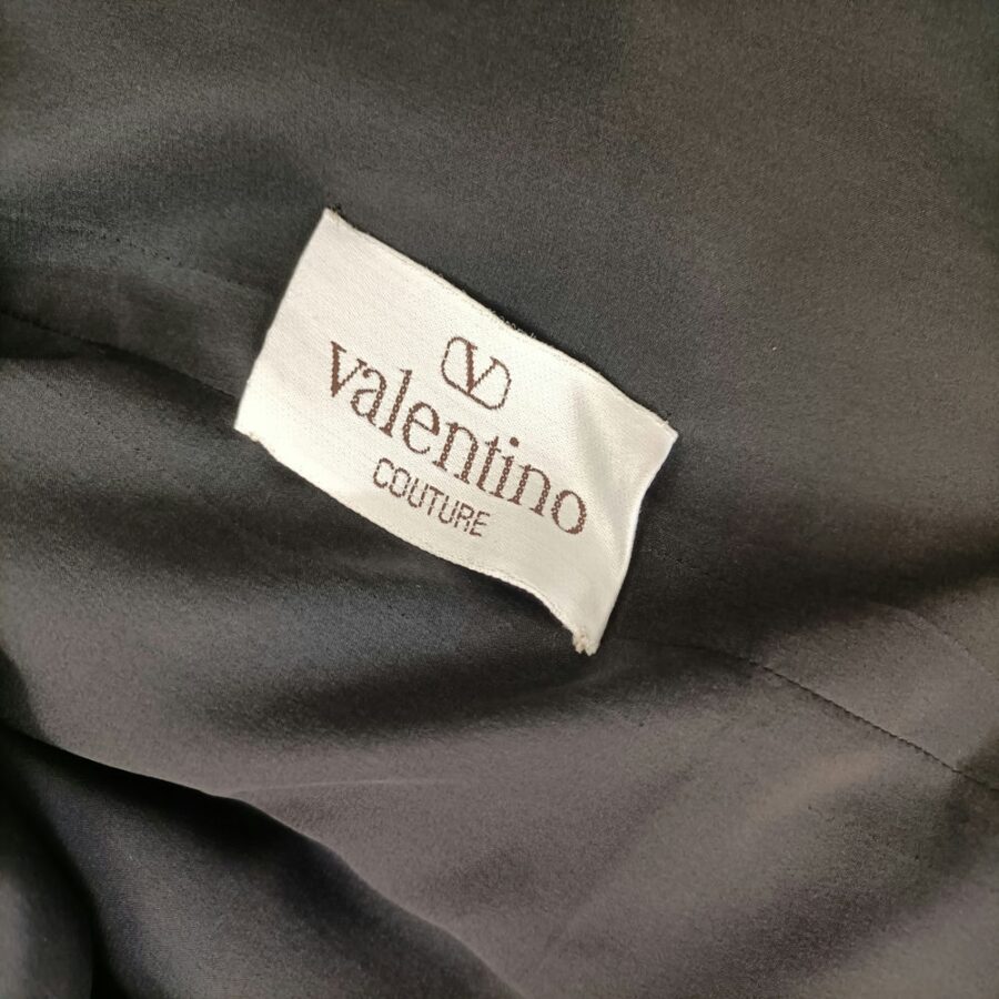 Valentino Couture abito nero elegante in lana e velluto