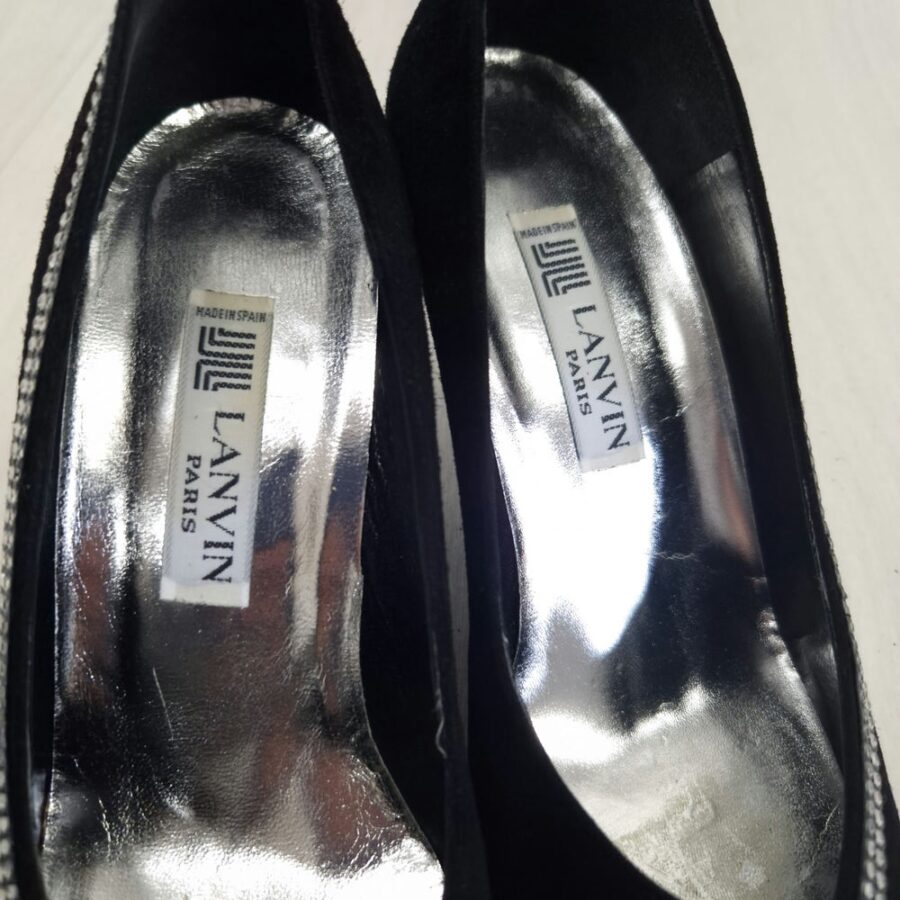 Lanvin scarpe nere con tacco vintage 80s