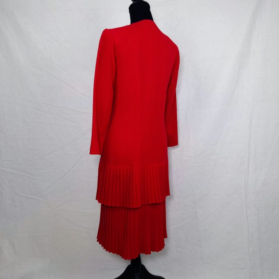 Vestito rosso con gonna plissettata Guy Laroche 70s