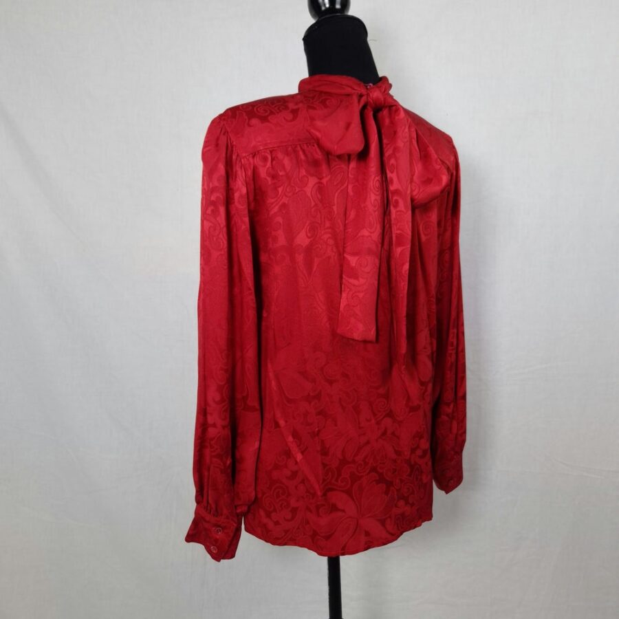 Camicia Yves Saint Laurent 80s rossa in seta