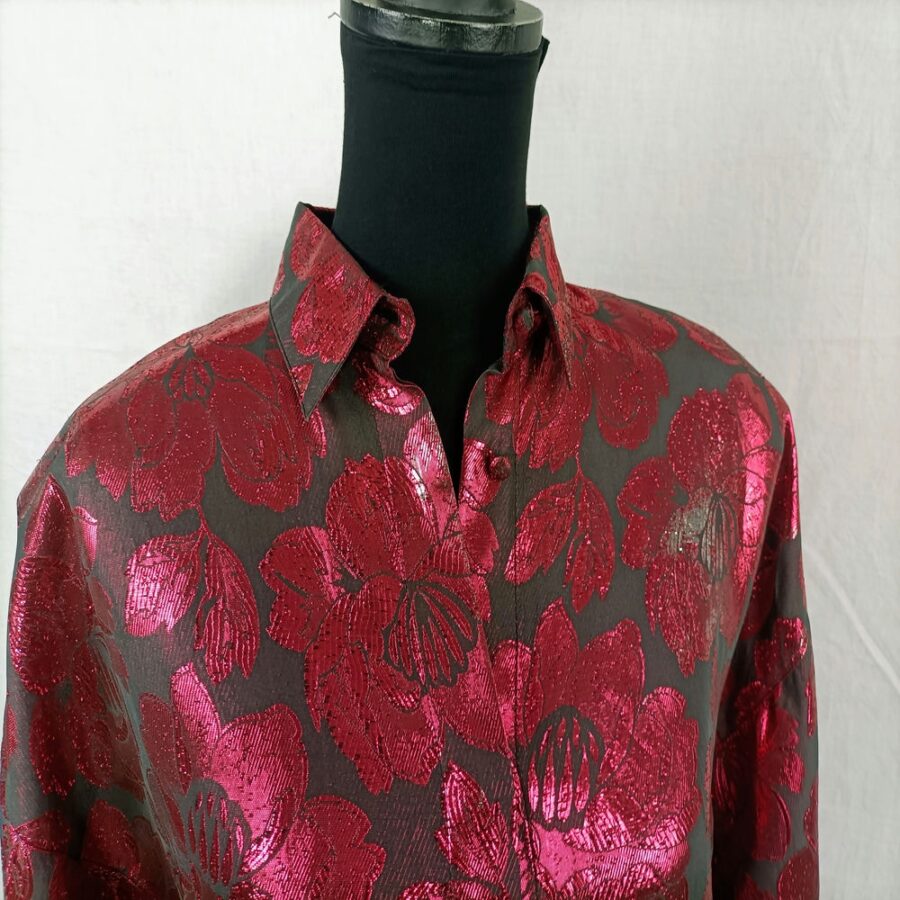 camicia fiori seta e lurex